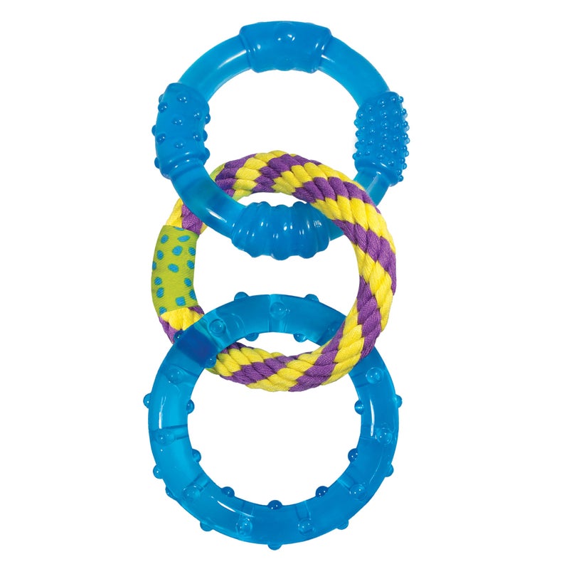 Petstages Dental Links Dog Chew Toy â€“ Puppies & Adults, Strong Chewers, Multiple Textures & Rope, 8.5" x 4" x 1" - Image 1